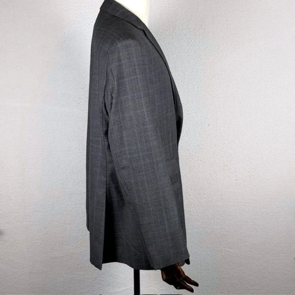 Jos. A. Bank Reserve Grey Plaid‎ Guabello Super 130s Wool Blazer 46R 46 Regular